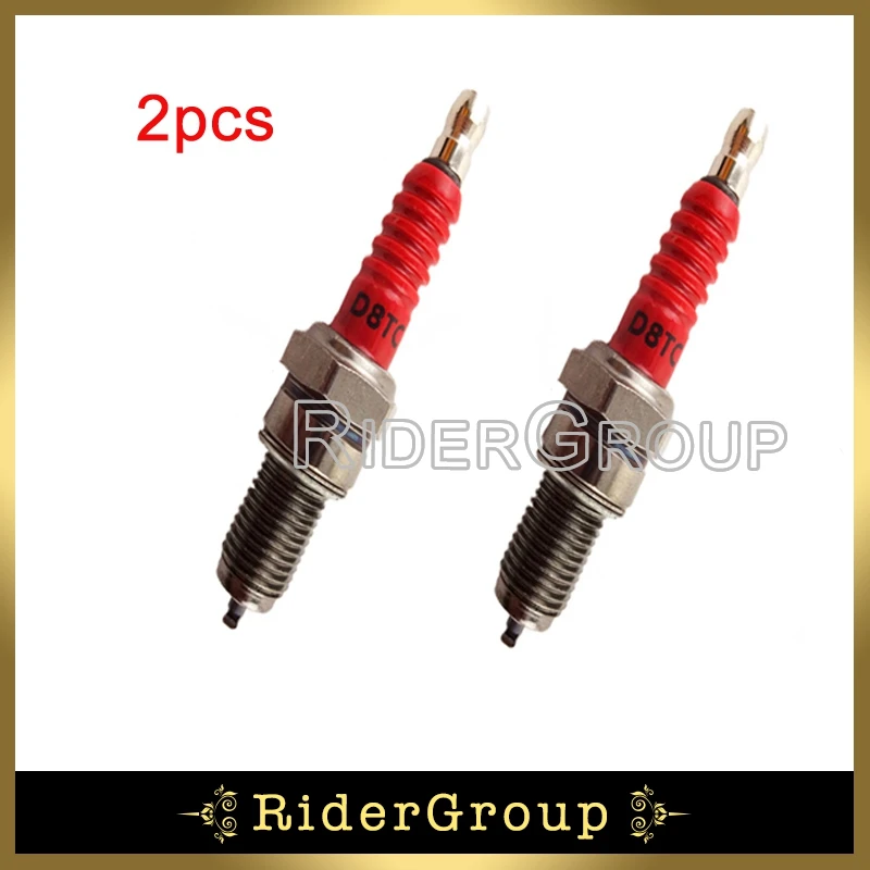 2pcs Ignition Red D8TC Spark Plug For 150cc 200cc 250cc Engine Pit Dirt