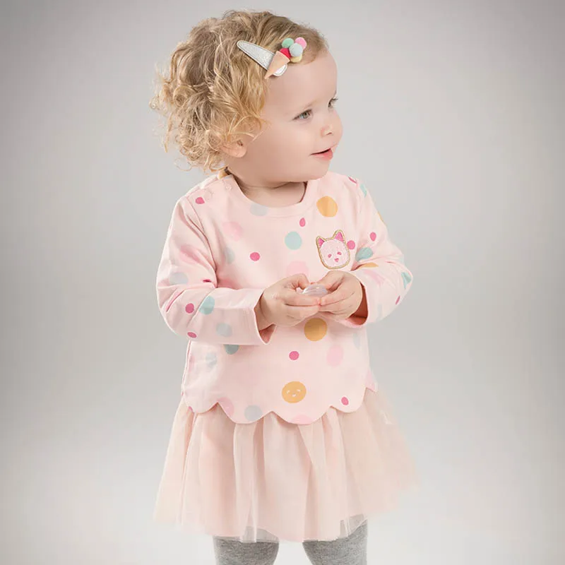 DBZ7310 dave bella/весеннее платье принцессы для маленьких девочек стильная детская одежда с цветным принтом детское платье для малышей