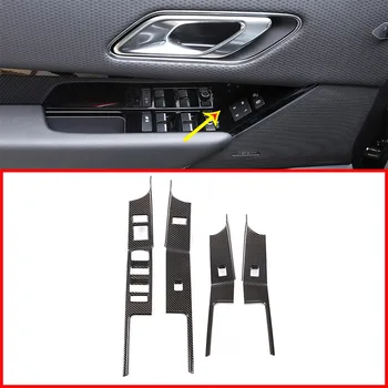 

4pcs Carbon Fiber ABS Chrome For Land Rover Range Rover VELAR 2017 2018 Window Lift Button Frame Cover Trim Kit Car Accessories