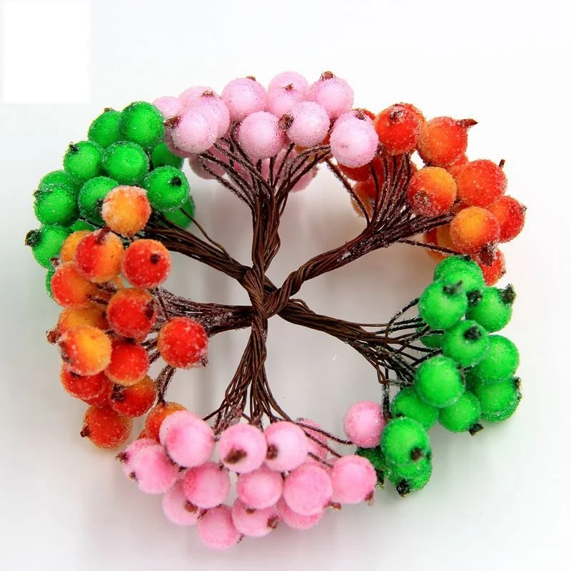 1cm 20pcs Lot Mini Plastic Frozen Artificial Berry Bouquet Flower