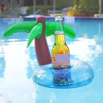 toy inflatabCoconut Shape Inflatable Children Beach Toy Kid's Outdoor Mini Swimming Ring For Beverage Drink Cup Holder Floating 2