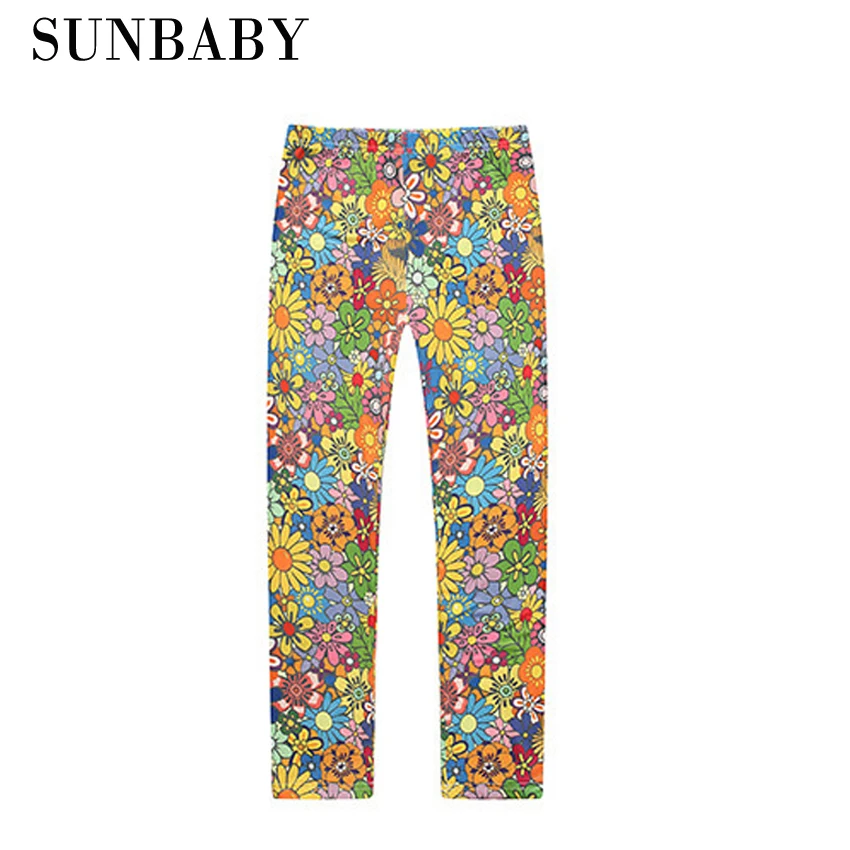 

2017 New Spring Fashion cotton floral leggings flower printed girls leggings for 3-12 years old