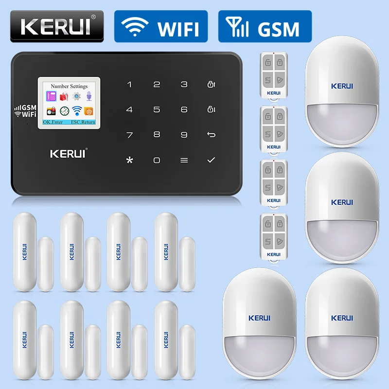 KERUI W18 беспроводная домашняя охранная сигнализация Wi-Fi GSM система приложение контроль дыма зондирование газа зондирование сигнализации устройство комбинированный комплект - Цвет: Kit 1