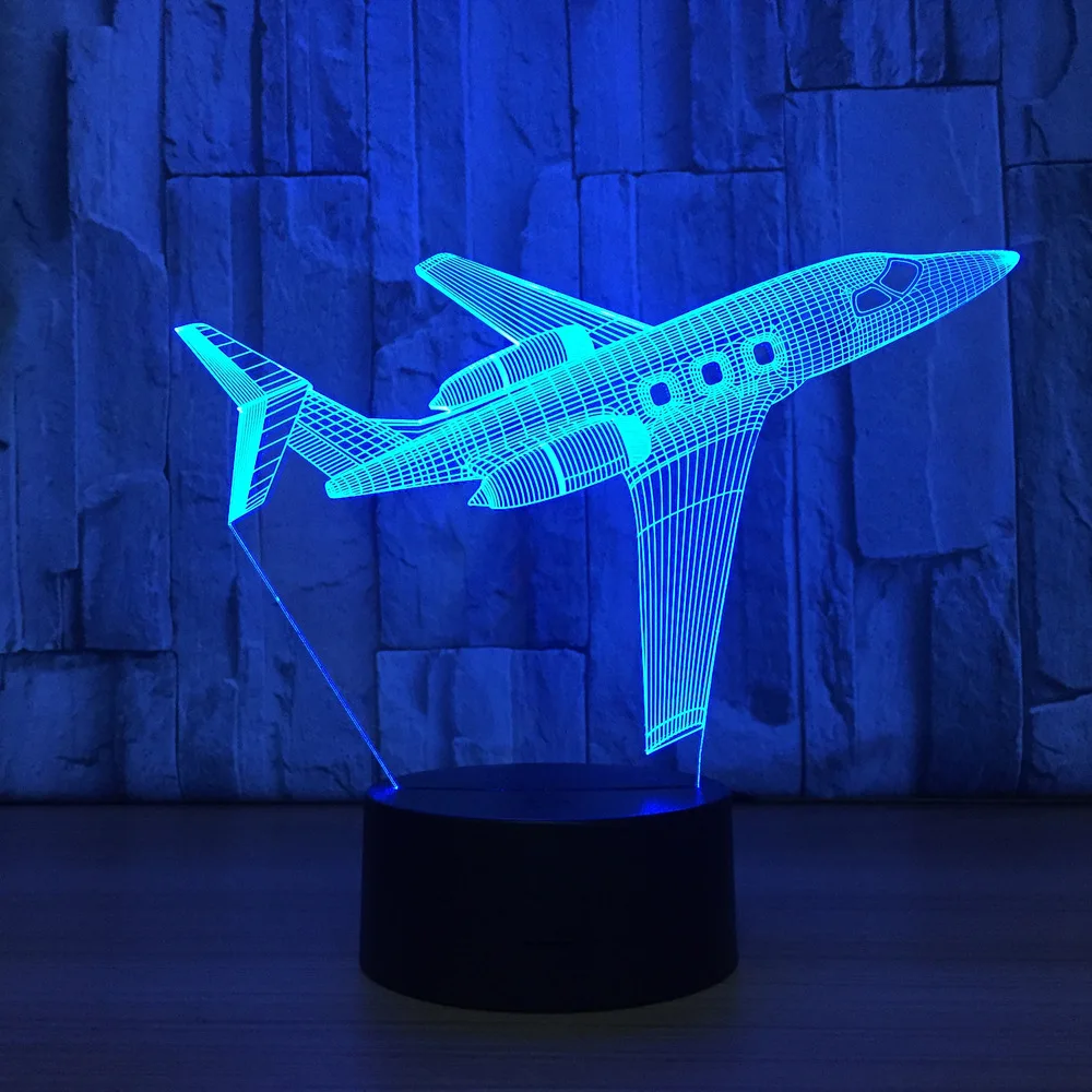 

private JET Air Plane USB Desk lamp 3D Lamp light LED 7 Color change 3D Night Light Remote Touch Switct Baby Bedroom Table Lamp