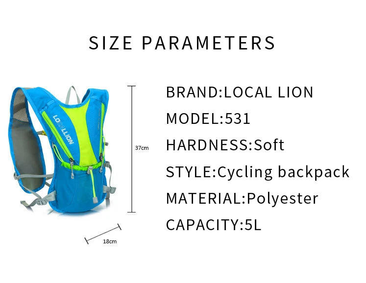 5L рюкзак для велоспорта, гидратационный жилет с 1.5L, сумка для воды, светильник, спортивная сумка для бега, рюкзак для бега Marathon Trail, мужской рюкзак
