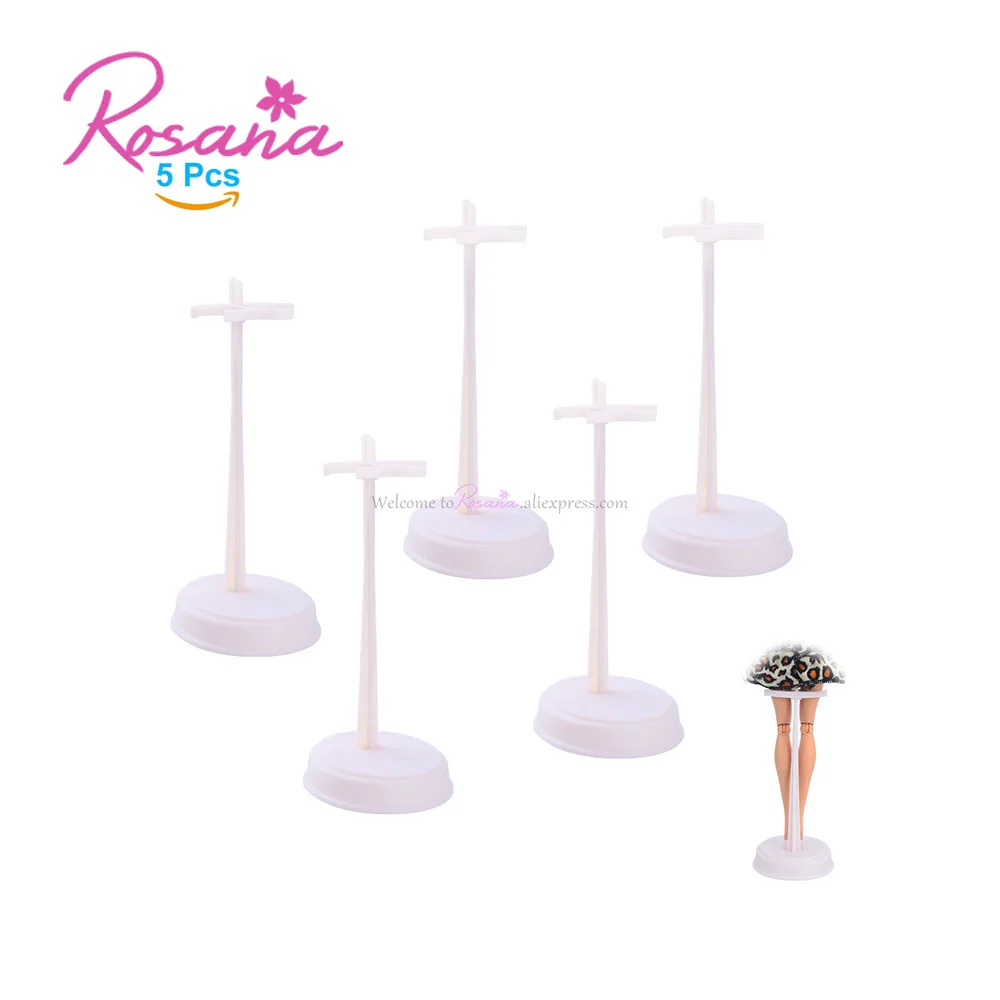 5pcs Adjustable Doll Stand Display Holder for Barbie Doll White