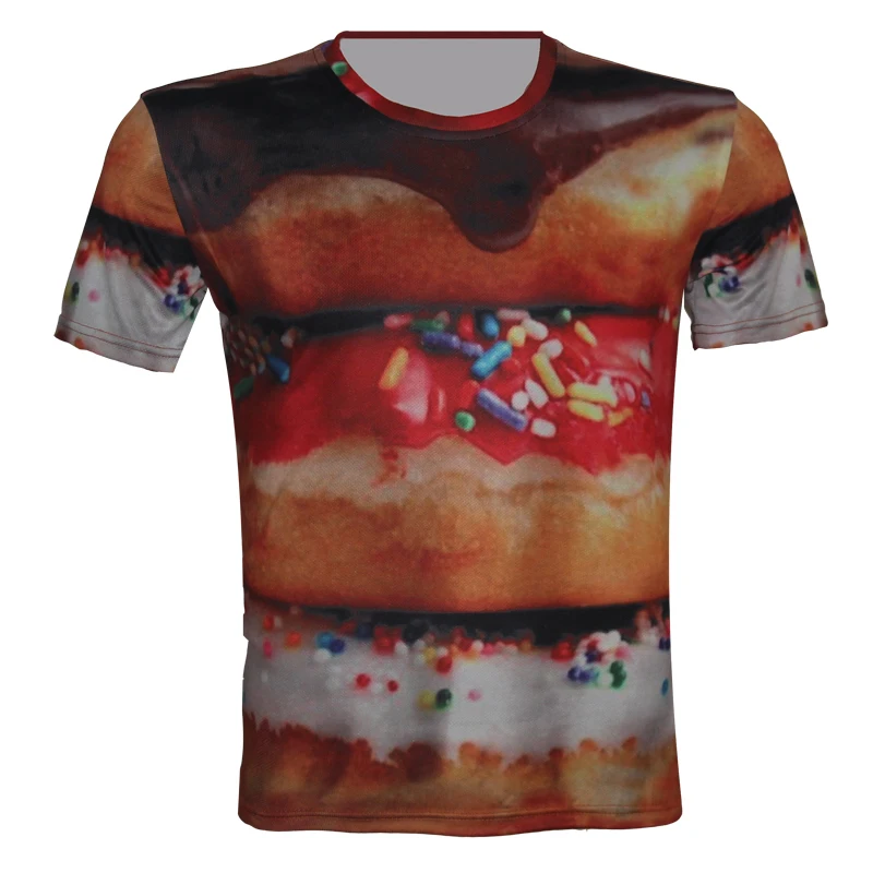 Г., новая детская футболка с рисунком еды брендовая футболка с 3d принтом пончики повседневные топы с короткими рукавами для мальчиков и девочек, детские рубашки высокого качества