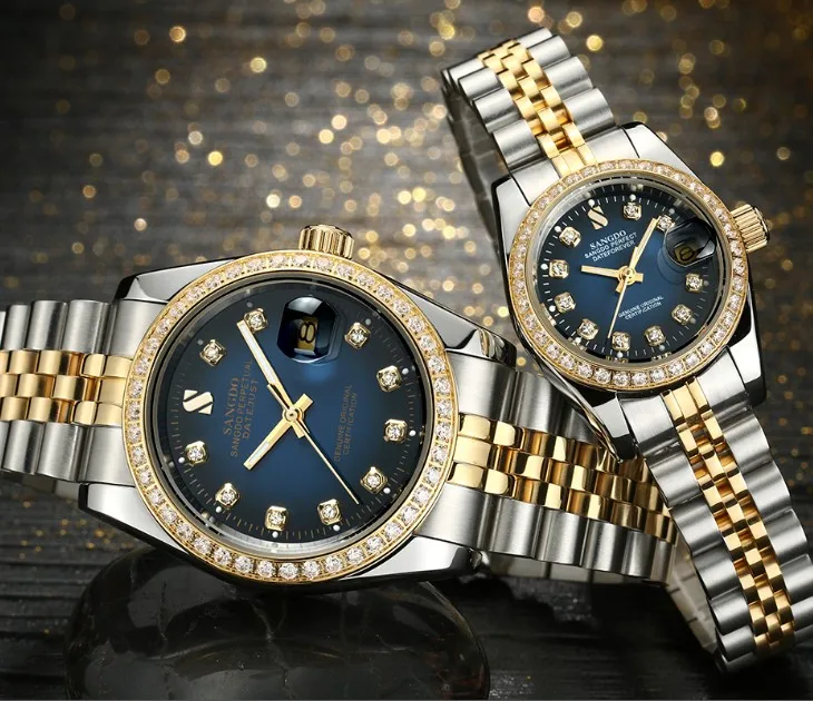 REVIEW TOP SELLER  SANGDO Blue dial dial Automatic Self-Wind movement High quality Luxury Couples watch Mechanical wat