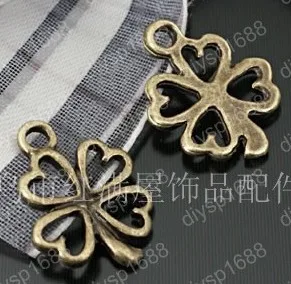 

200pcs/lot Zinc alloy bead Antique Bronze Plated four leaf clovers Shape Charms Pendants Fit Jewelry Making DIY 14*13MM JTA1179