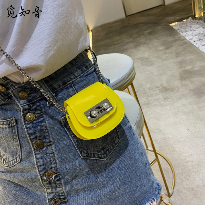 

2019 New Macaron Candy Color Shoulder Bags Pearl ChaSaddle Clear Messenger Bags Fashion Women Mini Cross Body Bag Bolso