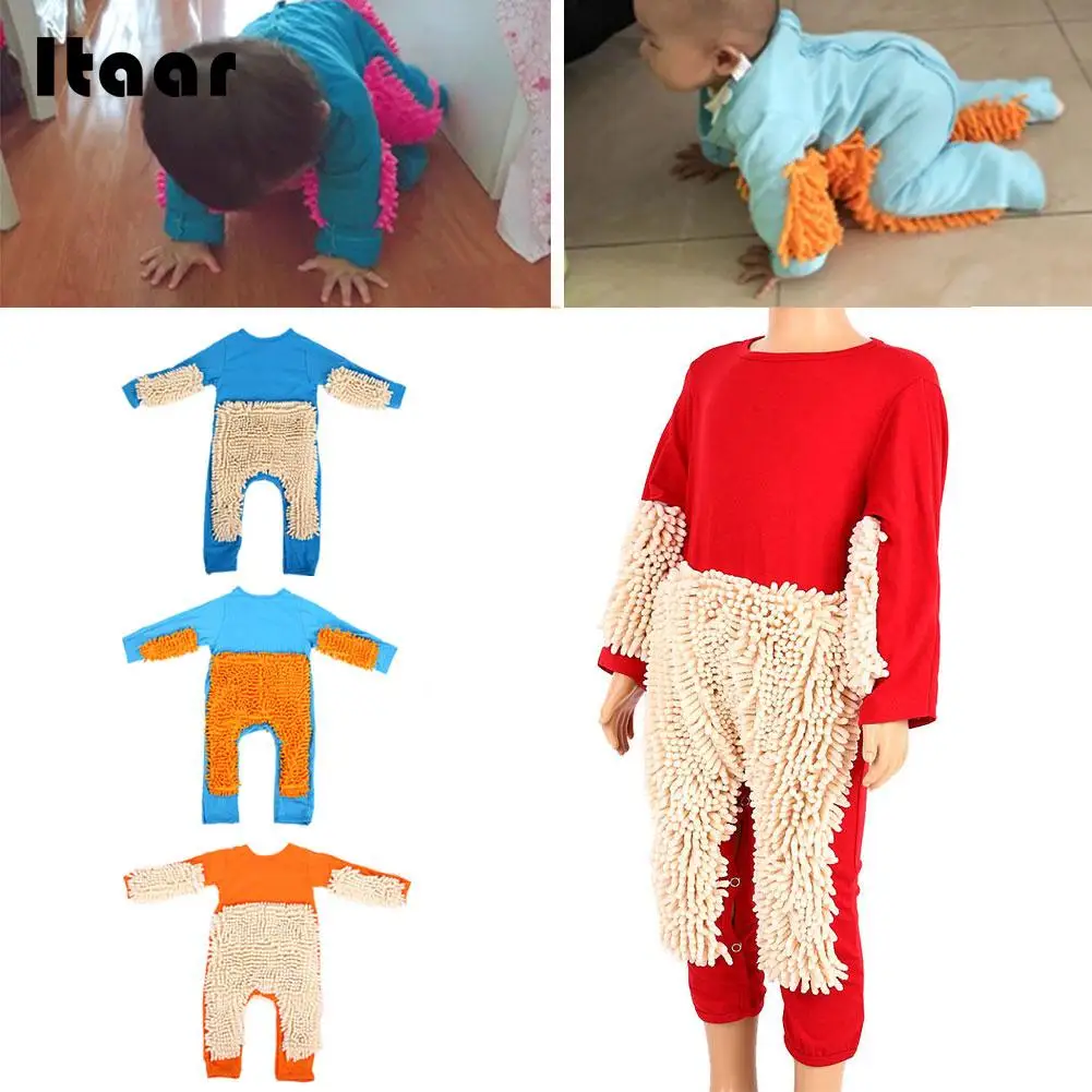 4 Colors Infant Mop Clothes Playsuit Unisex Creative Newborn Mop