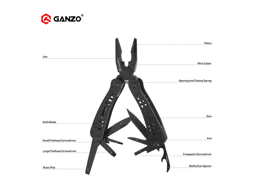 Ganzo G103 многофункциональные карманные складные плоскогубцы, Походный нож для выживания, многофункциональные плоскогубцы, конбационные ручные инструменты для повседневного использования с сумкой для инструментов