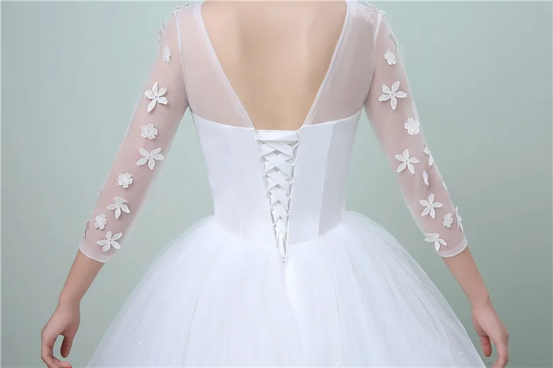 Новое модное простое кружевное свадебное платье с коротким рукавом и круглым вырезом, элегантное платье с цветочным принтом, большие размеры, Недорогое Платье Невесты