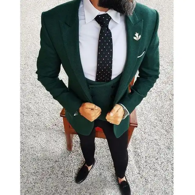 Traje De Boda Para Hombre Elegante Vestido De Boda De 3 Piezas Verde Oscuro Chaqueta De Vestir Para Fumar Traje Delgado Para Hombre Aliexpress