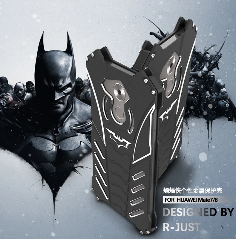 

Original R-just For Huawei Mate 8 Case Shock Proof Life Metal Aluminum Frame Cases Cover For Huawei Mate 7 Cool Batman Design