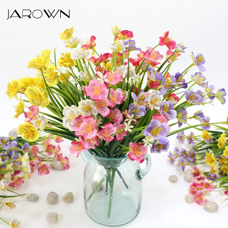 

JAROWN Artificial Butterfly Orchid Flowers Small Bouquet Simulation Plastic Leaves Silk Fake Flower Wedding Flores Home Decor