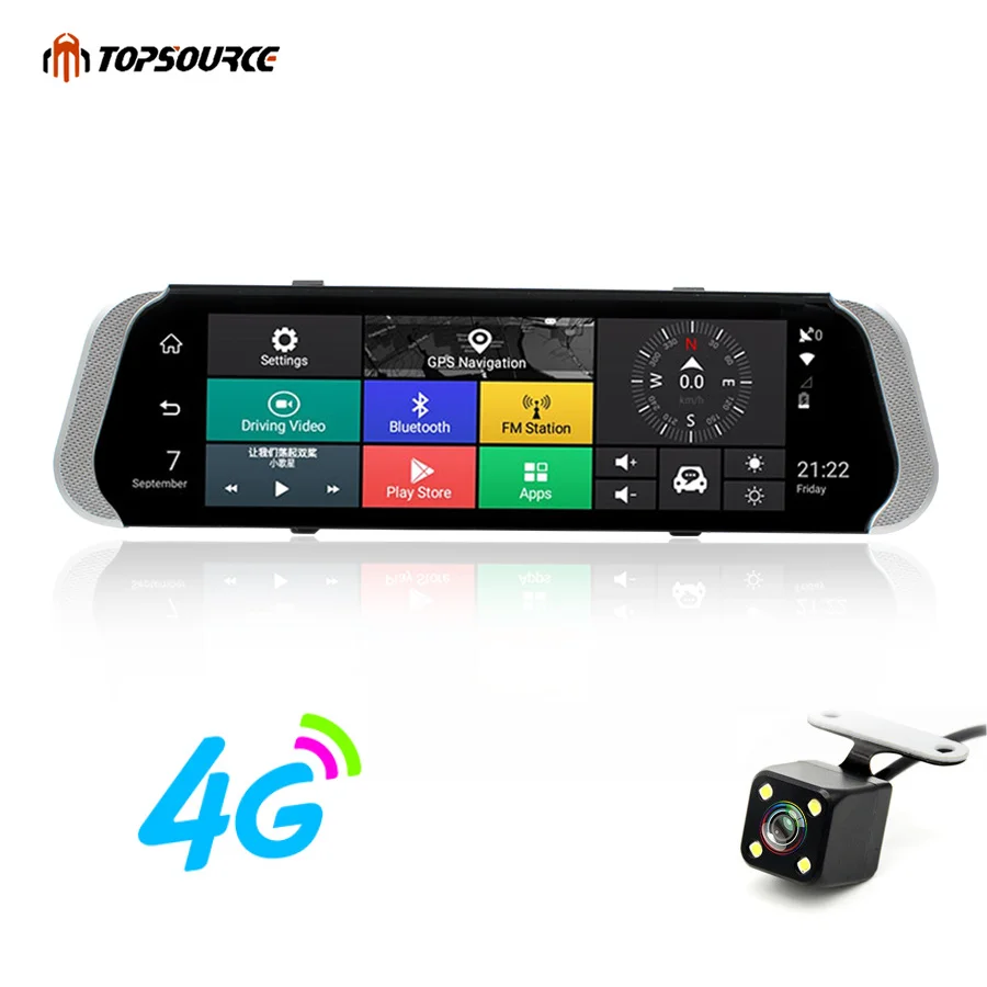Автомобильный видеорегистратор TOPSOURCE с двумя объективами 3G/4G Android