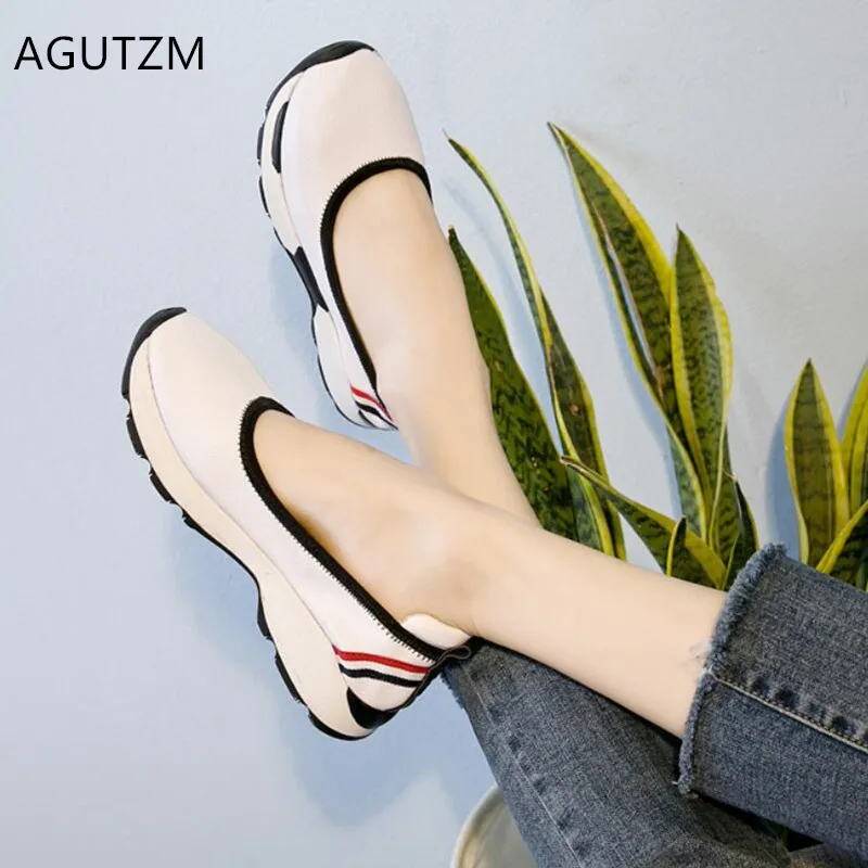 

AGUTZM Spring woman shoes new wild woman casual flat shoes fashion ballet shoes Shallow mouth Soft bottom sneakers female Y593