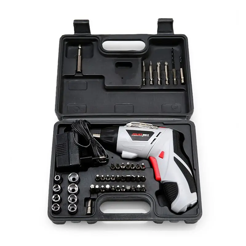 

1 Set of 45 Picture Color Photo Color Metal + Plastic Electric Screwdriver Screwdriver Set with packing tape European plug wit