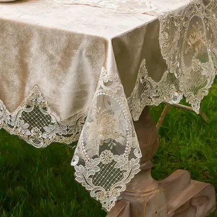 

Europe luxury embroidered tablecloth table dining table cover table cloth velvet tea table cloth Lace flower thicken net