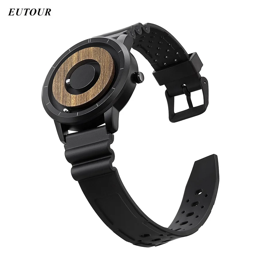 EUTOUR Mens Watch Ball Watch Silicone Leather Steel Strap