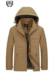 Новинка 2019 года весна осень M ~ 3XL брендовая куртка Прямой для мужчин повседневное бизнес карман с капюшоном воротник хлопок плюс размеры