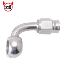 evil energy AN3 10mm Stainless Steel 90degree Banjo Eye Brake Hose Fitting PTFE brake Hose Ends Hose Adapter