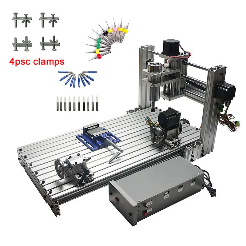 Diy mini table cnc 4 axis 3060 pcb wood metal milling 