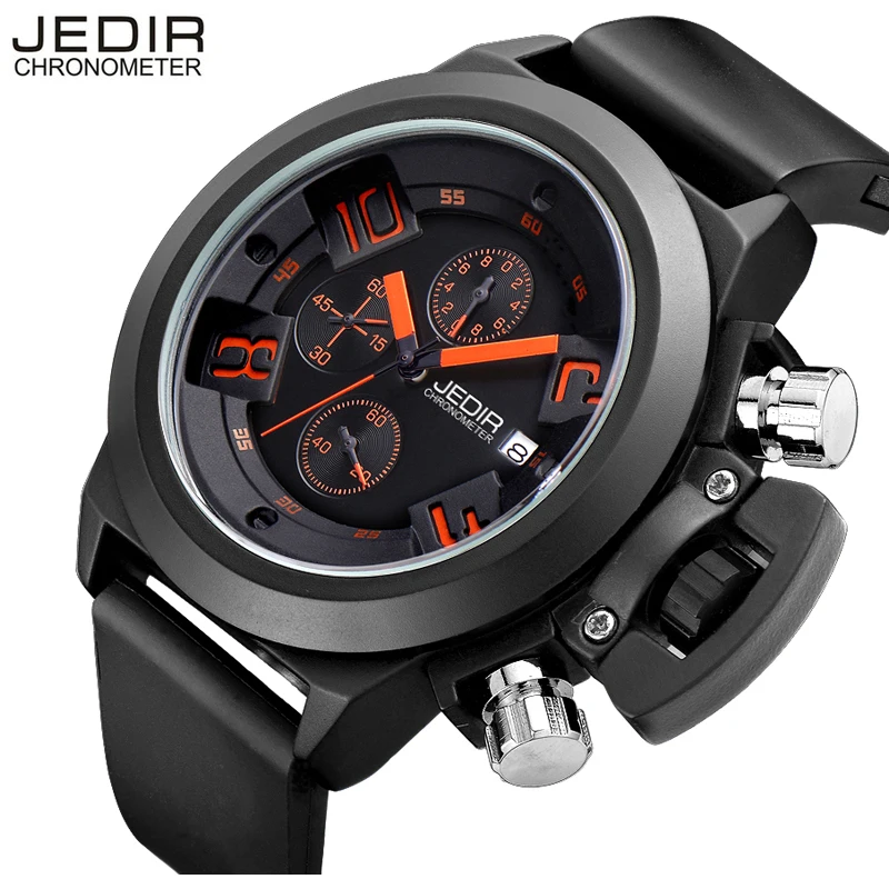 

New Fashion Famous Luxury Brand Watches Men Quartz Chronograph Man Clock Large Dial Military Wristwatch Waterproof Silicone Band