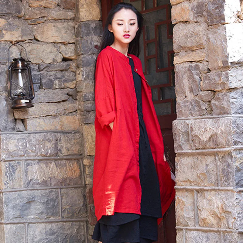 New Original 2018 Autumn Trench Coat Women Long Sleeve Chinese Style