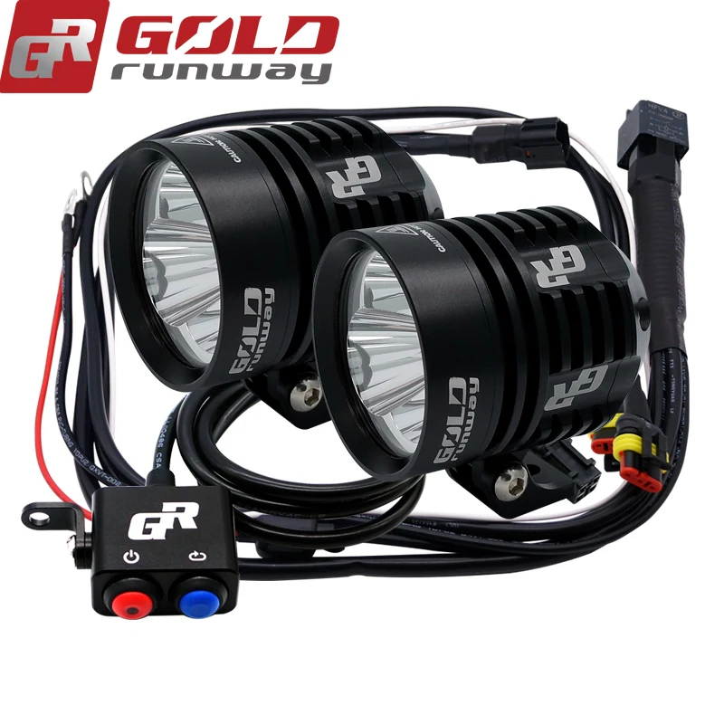 A pair GOLDRUNWAY 30IX motorcycle led head spotlight 3*U3 led chip 30W
