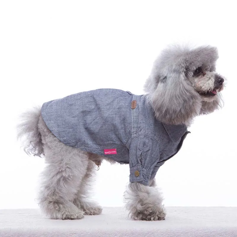 Весенне-осенняя модная одежда для собак клетчатая джинсовая куртка для домашних животных для французских бульдогов, маленьких щенков, собак, одежда для домашних животных Ropa Perro 10A