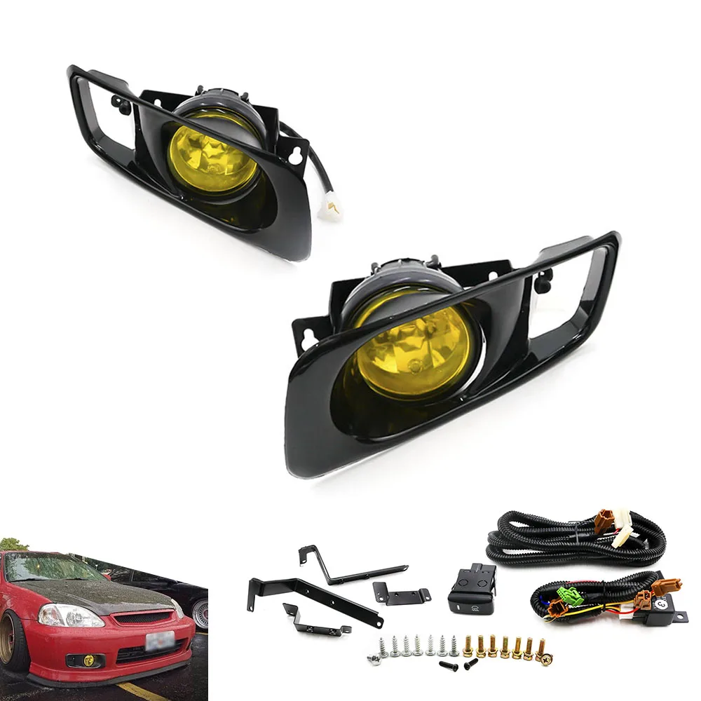 CNSPEED New Yellow /Clear Fog Light lamp Halogen fit 99 00 FOR HONDA