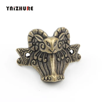 

10pcs 43x34mm Zinc alloy horn Sheep head corner Imitation Feet Decorated Wooden Boxes Fixed Support Legs Corner Decorative Metal