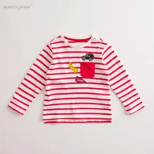 marc janie Autumn Infant Baby Boys’ Cotton Tee Applique Striped T Shirt Toddler Children Clothes kids Lovely Tops 17829