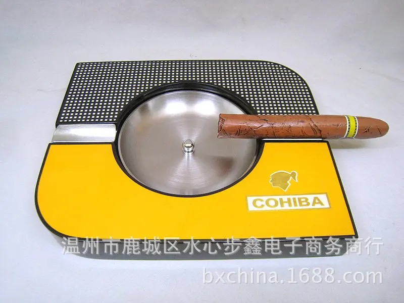 Cohiba Hi-Q площади Температура Крашеные деревянные металлический съемный чаша обрезки сигар пепельницы два куска по бокам держатель с 2 лежит