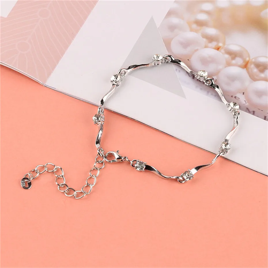 Purple Silver Rhinestone Creative Skeleton-joint Shape Women Bracelet Adjustable Pendants Accessories Fashion Jewelry Female Birthday Gifts (10)