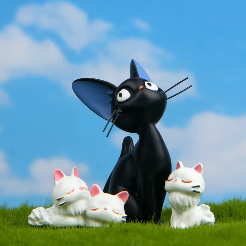 Изделия из смолы Jiji's Delivery service, фигурки кошек, белые украшения животных, черная кошка Kiki Gigi, сказочные миниатюры, украшения для сада