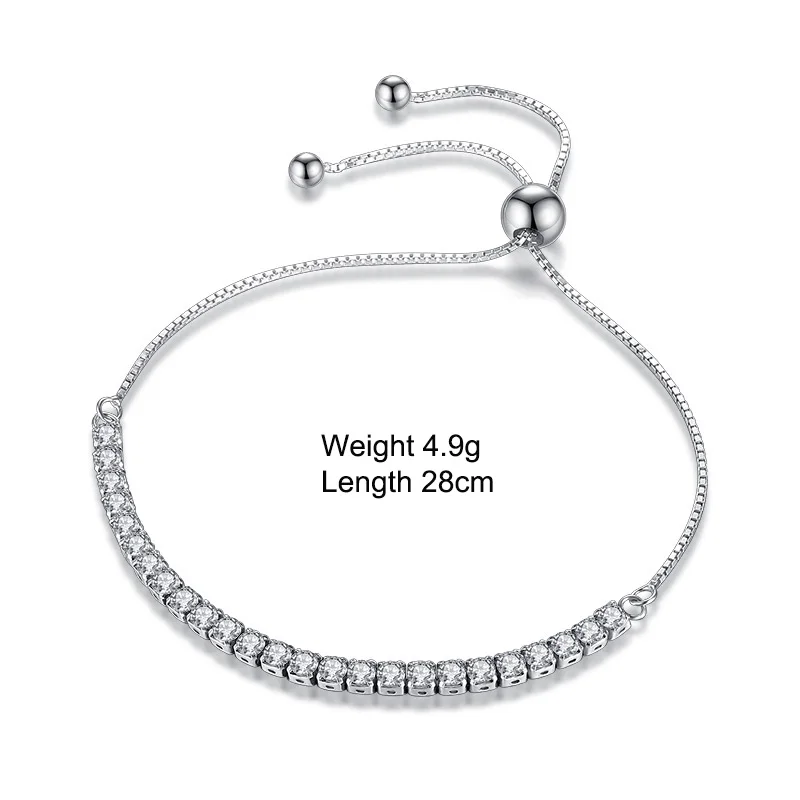 XIYANIKE Featured Brand DEALS 925 Sterling Silver Sparkling Strand Bracelet Women Link Tennis Bracelet Silver Jewelry VBS4087 - Image 2