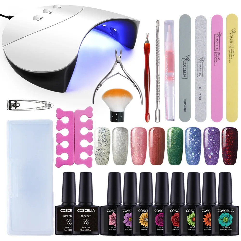 

COSCELIA 36W UV LED Lamp Dryer Dry 6/8Color UV Gel Nail Polish Nail Manicure Dryer Machine Tools Nail Art Beauty Accessories Kit