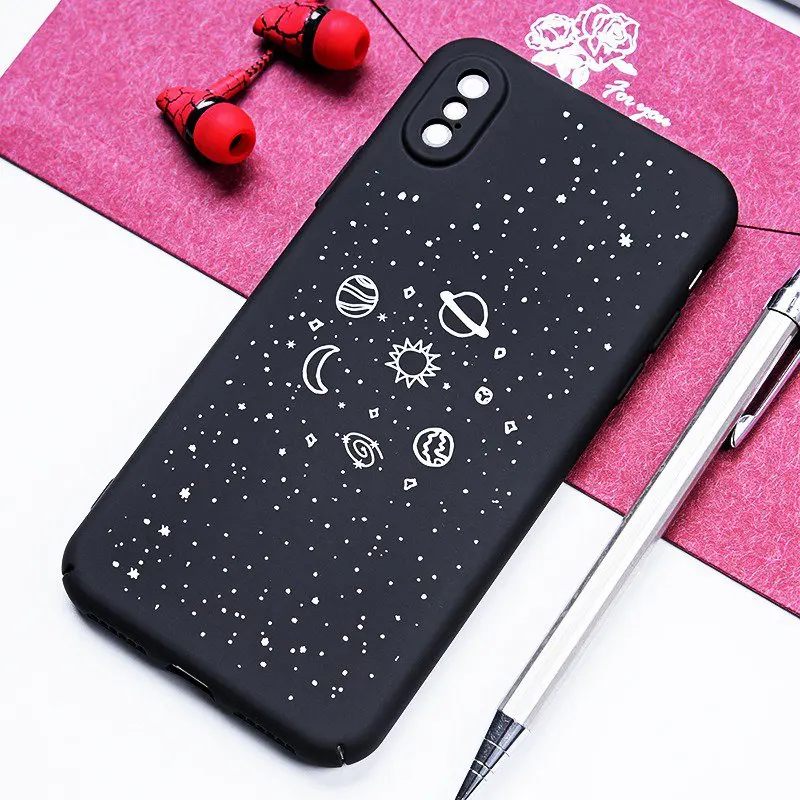 TOMKAS Fashion PC Case For iPhone 6 6S Plus Cute Case Cartoon Planet Pattern Back Cover For iPhone X 7 8 Plus 6 6s Plus Case     (1)
