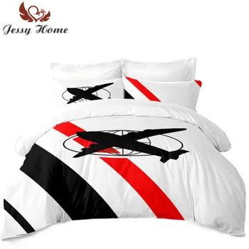 

Wholesale Cartoon Bedding Set Flying Aircraft Duvet Cover Black Bed Cover Flat Sheet with Two Pillowcases Customize