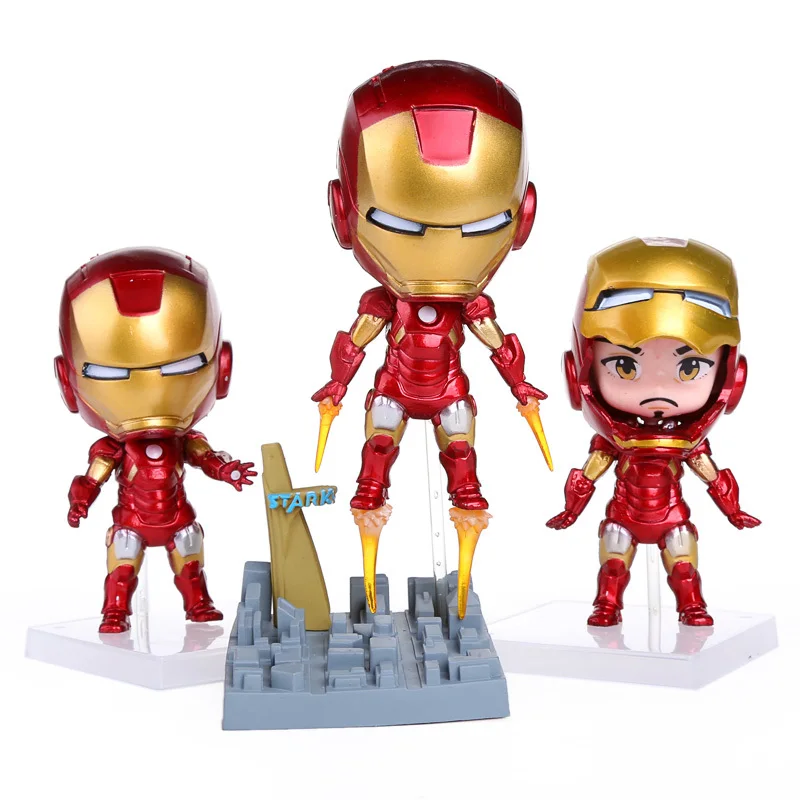 Marvel Comics Avengers Iron Man Mini 10cm Model Dolls 3pcs
