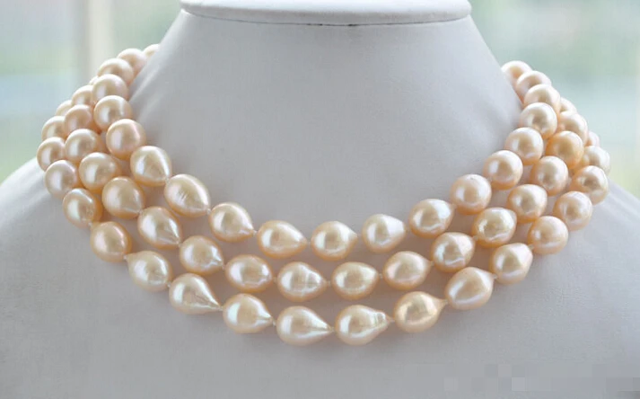 

FREE SHIPPING ******* z6152 16x14 rice pink freshwater pearl necklace 48inch