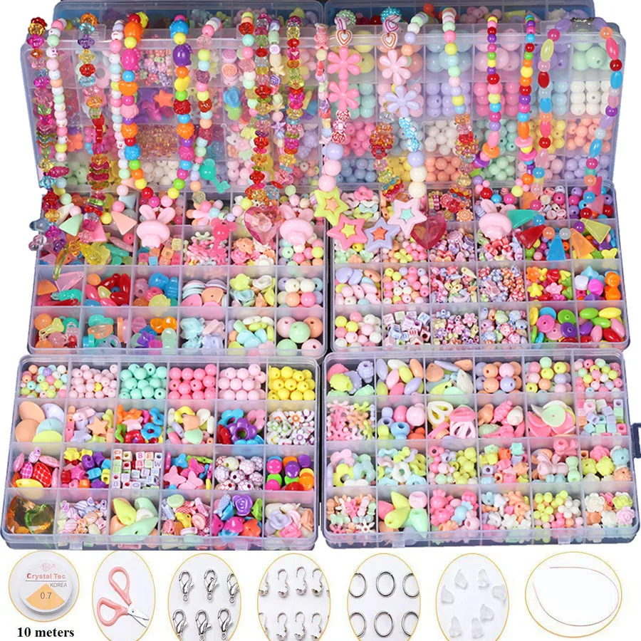 Children creative DIY beads toy with whole accessory set/ Kids girls handmade art craft educational toys for gifts and presents