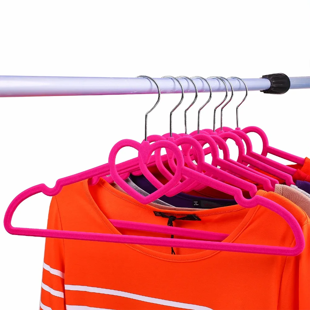 Бархатные вешалки для одежды премиум качества супер тонкие ниспадающие розовые