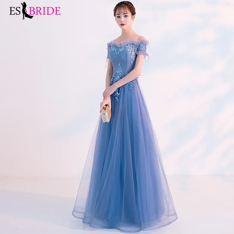 

Royal Blue Boat Neck Fashion Evening Dress for Women Elegant Short Sleeves Lace Wedding Party Formal Dress Evening Dress ES1618