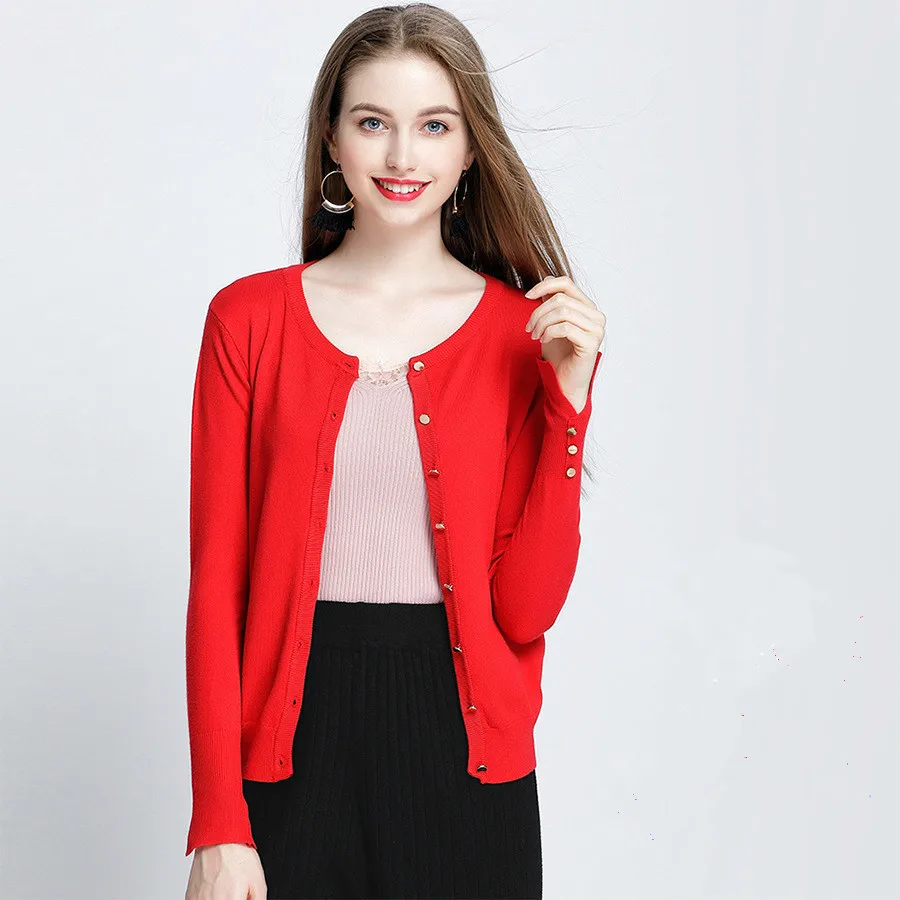 2017 New Pattern Loose Coat Korean Round Neck Long Sleeve Solid Color Thin Thickening All-match Outside The Ride Cardigan |