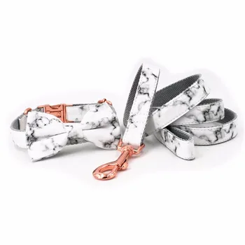 

Marble Dog collar with bow tie personal custom adjustable pet cotton dog &cat gifts