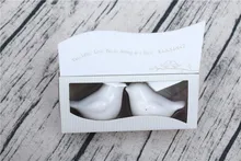 Hohe qualität ziemlich weiß schöne 2 stücke Liebe vogel salz und pfeffer Shaker 1 sets hochzeit gefälligkeiten geschenke vögel großhandel nettes geschenk